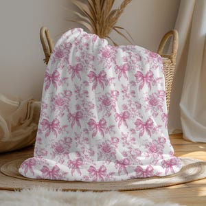 Vintage Pink Toile Blanket, Perfect Gift for Her, Cozy Home Accent, Unique Gift for Teens, Elegant Gift for Baby Girl, Toile De Jouy Blanket