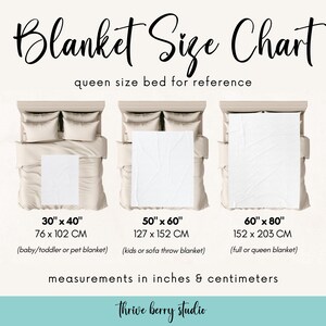 the measurements for a blanket size chart