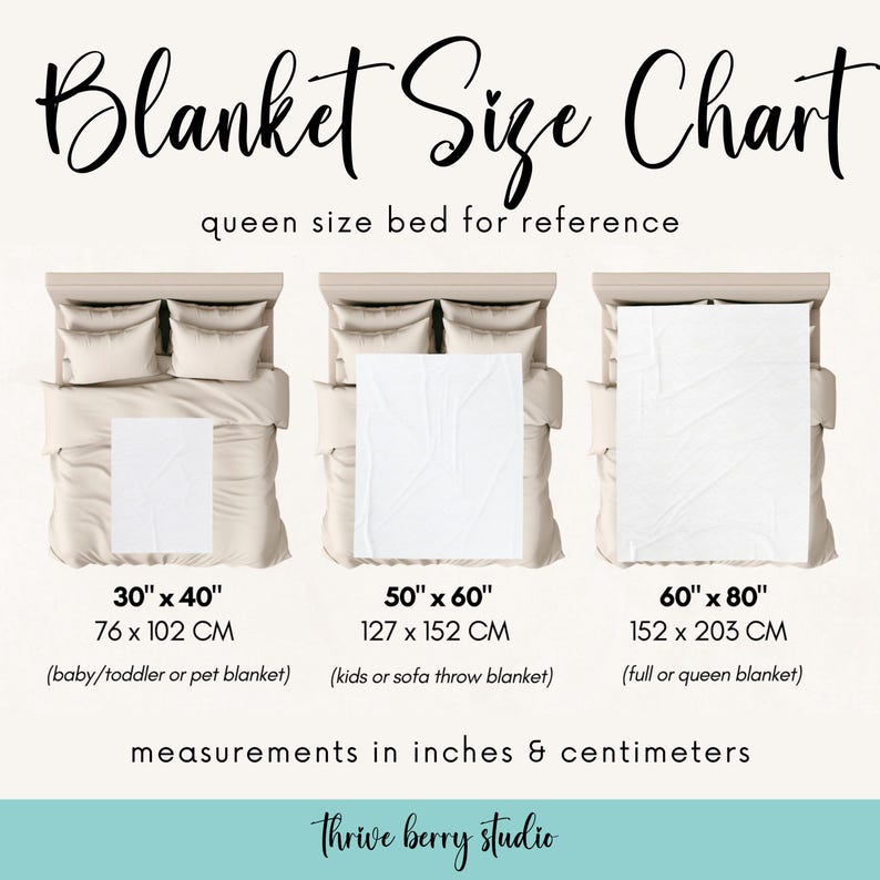the measurements for a blanket size chart