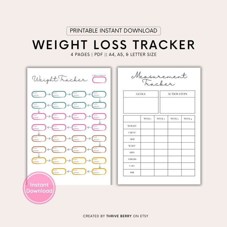 Track Your Weight Loss Journey Printable Weight Loss Tracker Journal Planner for Healthy Men and Women, Fitness Motivation to Print Out image 1