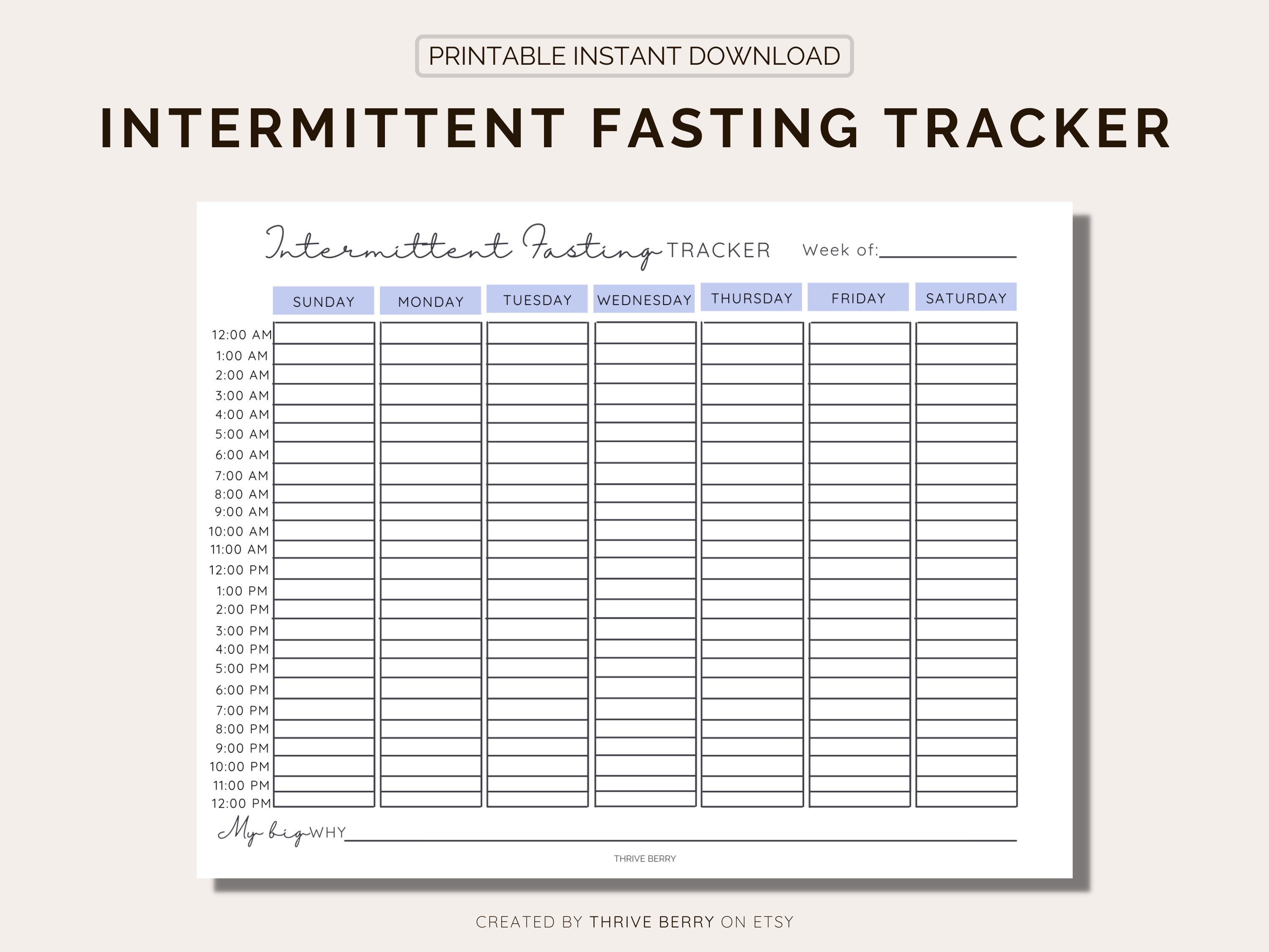 Printable Fasting Tracker Intermittent Fasting Planner - Etsy