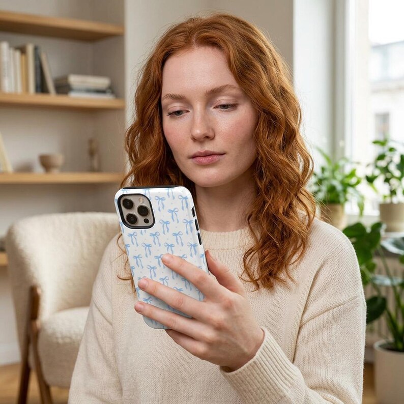 coquette blue bow phone case