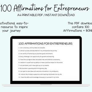 100 Affirmations for Entrepreneurs Printable Affirmation image 4