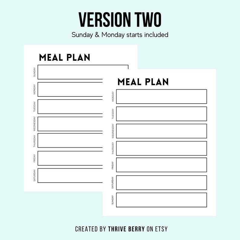 Printable Weekly Meal Planner Sheet, Weekly Meal Tracker, Meal Planner Checklist, Weekly Shopping 7 Day Menu Plan, Meal Prep A4/A5/Letter image 3