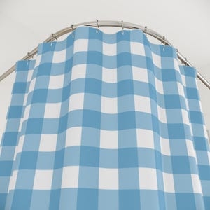 Blue Plaid Shower Curtain, Blue Bathroom Decor, Bath Curtain, Boho Shower Curtain, Farmhouse ...