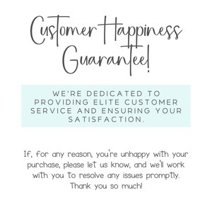 a white background with the words customer happiness guarantee