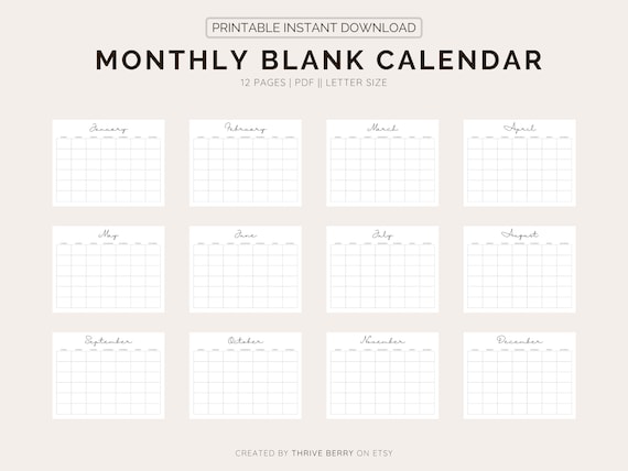 Printable Blank Monthly Calendar: Minimalist Design for Moms & Teachers  Letter Size 8.5x11 Instant Download, Fill in the Blank Design - Etsy Israel