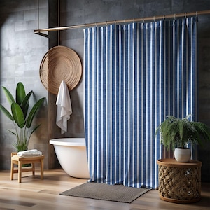 Tenda da doccia preppy, tenda da doccia a righe, arredamento per la camera delle ragazze, arredamento per il bagno preppy, tenda da doccia carina, idea regalo per tenda da doccia in tessuto