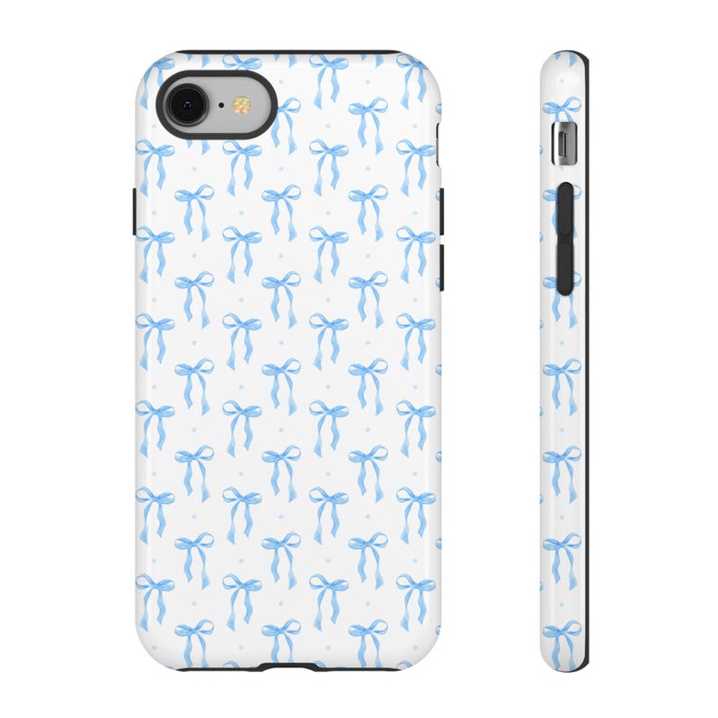 Coquette Blue Bow Phone Case, Aesthetic Cute iPhone Cover, Trendy Blue Bows, Gift for Her, Aesthetic Cute iPhone Case, Trendy Phone Case image 5
