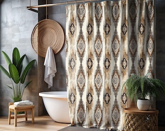 Boho Western Shower Curtain, Neutral Boho Bathroom Decor, Southwest Decor, Western Cowhide Print Shower Curtain, Southwestern Home Decor