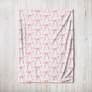 Pink Coquette Bow Blanket, Cute Pink Bow Blanket, Coquette Room Decor, Soft Plush Throw, Adorable Bow Design, Perfect for Baby Girls Shower image 5