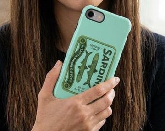 Funda para teléfono con diseño de sardina, funda para teléfono con diseño de pez, funda para iPhone con diseño de sardina, regalo para él, funda para teléfono con temática acuática, funda para iPhone 12 Pro, Xs y Samsung S24, Pixel 8