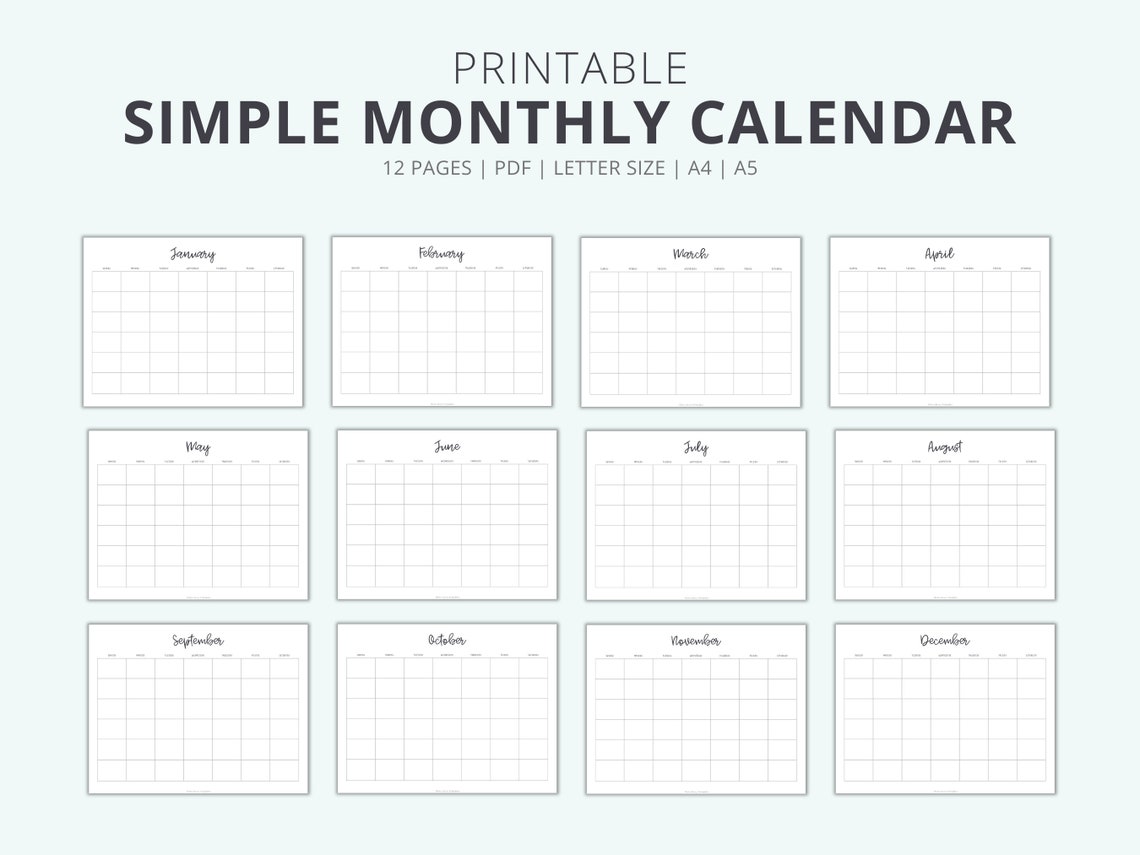 Download Printable Minimal Monthly Calendar Pdf