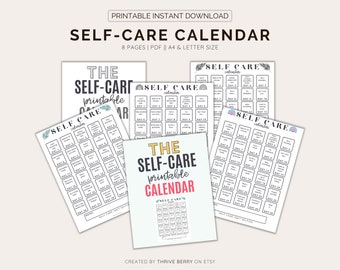 Stay Mindful & Organized with our Printable Self Care Planner Calendar, Self Care Kit for Wellness