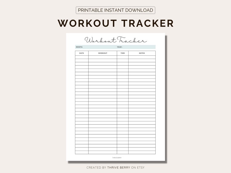 Minimal Workout Tracker Journal / self-care tips for teachers