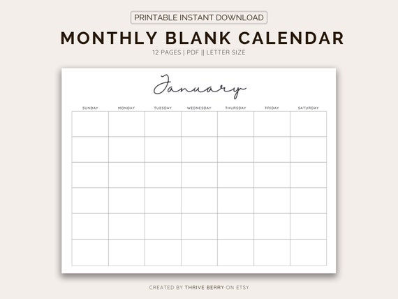 Blank Monthly Planner Calendar Template (teacher made)