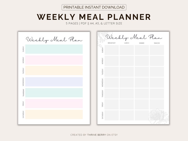 Printable Weekly Meal Planner To Help You Plan Your Meals A image 1