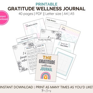 Printable Gratitude Journal 40 page Health Wellness Journal image 3