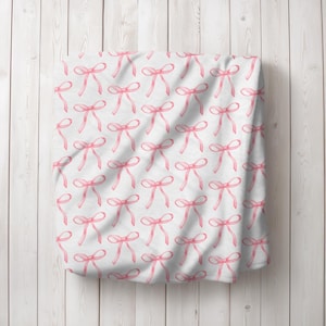 Pink Coquette Bow Blanket, Cute Pink Bow Blanket, Coquette Room Decor, Soft Plush Throw, Adorable Bow Design, Perfect for Baby Girls Shower image 3