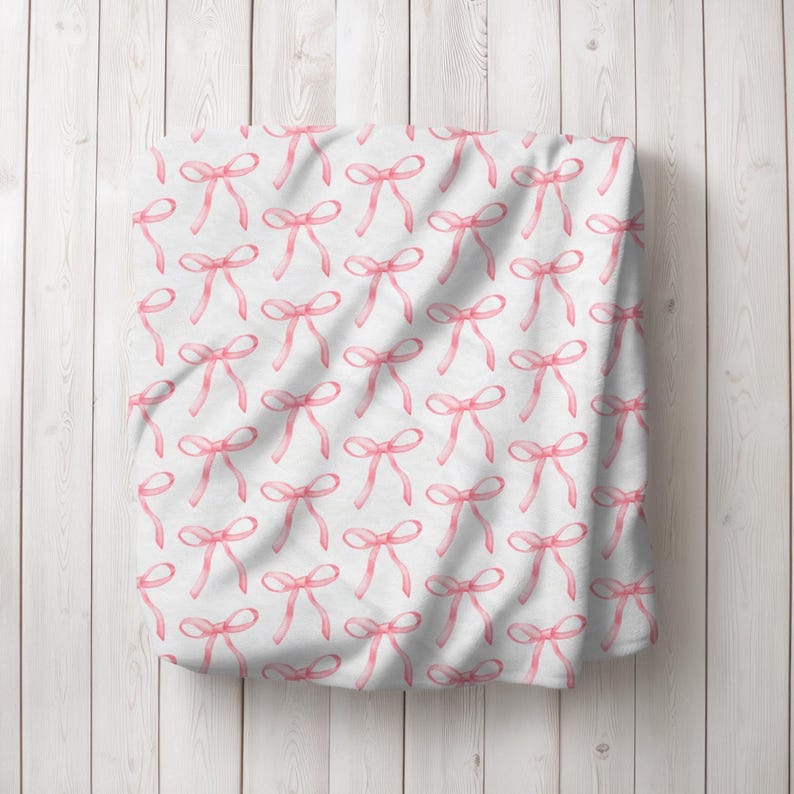 Pink Coquette Bow Blanket, Cute Pink Bow Blanket, Coquette Room Decor, Soft Plush Throw, Adorable Bow Design, Perfect for Baby Girls Shower image 3