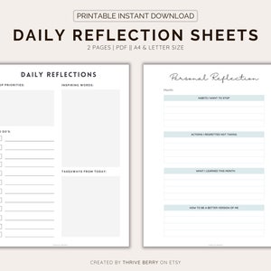 Maximize self-care & productivity with our Printable Daily Reflection Journal Sheet A4 and Letter sizes. Stay organized and inspired image 6