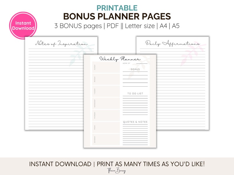 Self Care Made Easy: Printable Planner for Mental Health, Meal Planning & Fitness PDF Worksheets, Self Love Log for Health and Wellness image 3