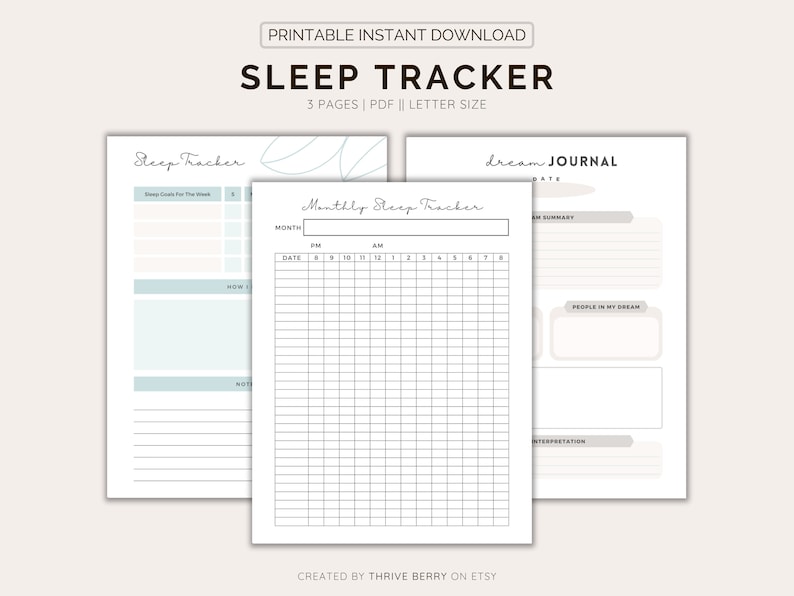 Sleep Tracker Journal PRINTABLE To Help You Practice Healthy image 1