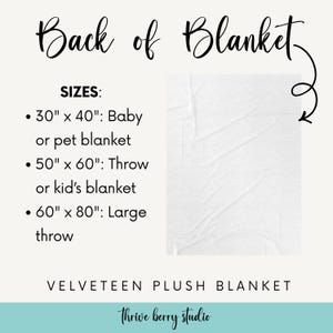 the back of a blanket with measurements for it