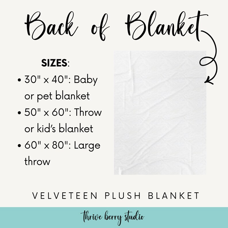 the back of a blanket with measurements for it