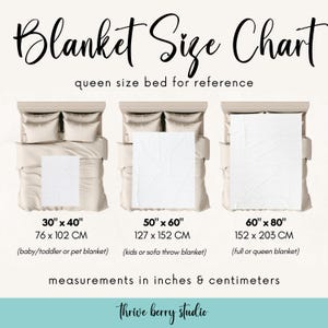the measurements for a blanket size chart
