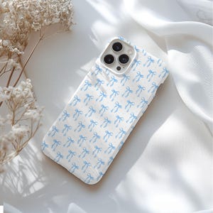 Coquette Blue Bow Phone Case, Aesthetic Cute iPhone Cover, Trendy Blue Bows, Gift for Her, Aesthetic Cute iPhone Case, Trendy Phone Case image 4