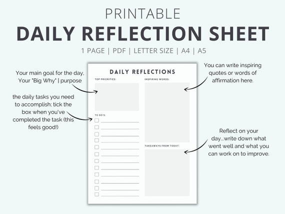 Printable Daily Reflection Journal Template