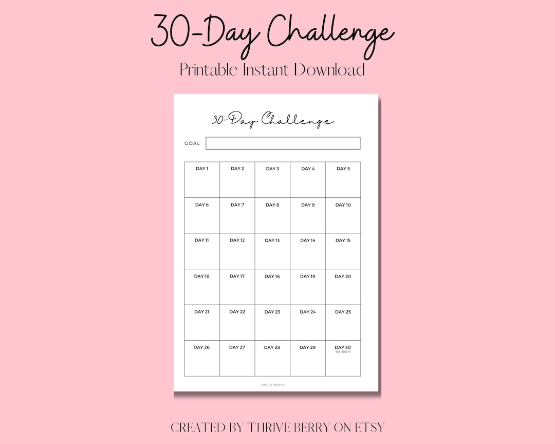 Printable 30 Day Habit Challenge, 30 Day Habit Tracker Printable ...