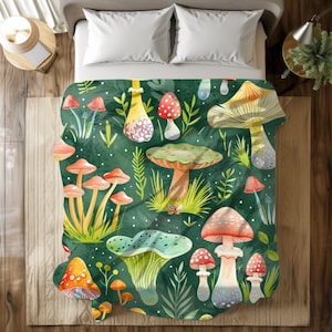 Vintage Mushroom Blanket | Couch Blanket | Throw Blanket | Mushroom Decor | Nature Blanket | Sofa Blanket | Cottagecore Decor | Retro Style