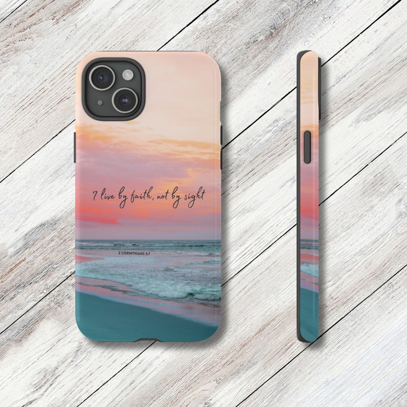 a phone case with a picture of a beach and sunset