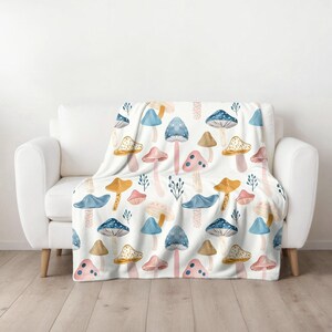 Vintage Mushroom Blanket | Couch Blanket | Throw Blanket | Mushroom Decor | Nature Blanket | Sofa Blanket | Cottagecore Decor