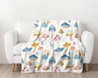 Vintage Mushroom Blanket | Couch Blanket | Throw Blanket | Mushroom Decor | Nature Blanket | Sofa Blanket | Cottagecore Decor