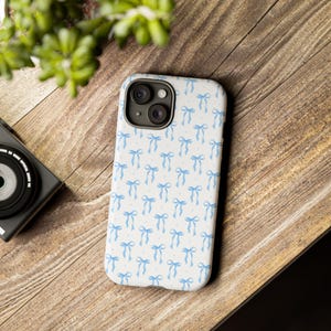 Coquette Blue Bow Phone Case, Aesthetic Cute iPhone Cover, Trendy Blue Bows, Gift for Her, Aesthetic Cute iPhone Case, Trendy Phone Case image 6