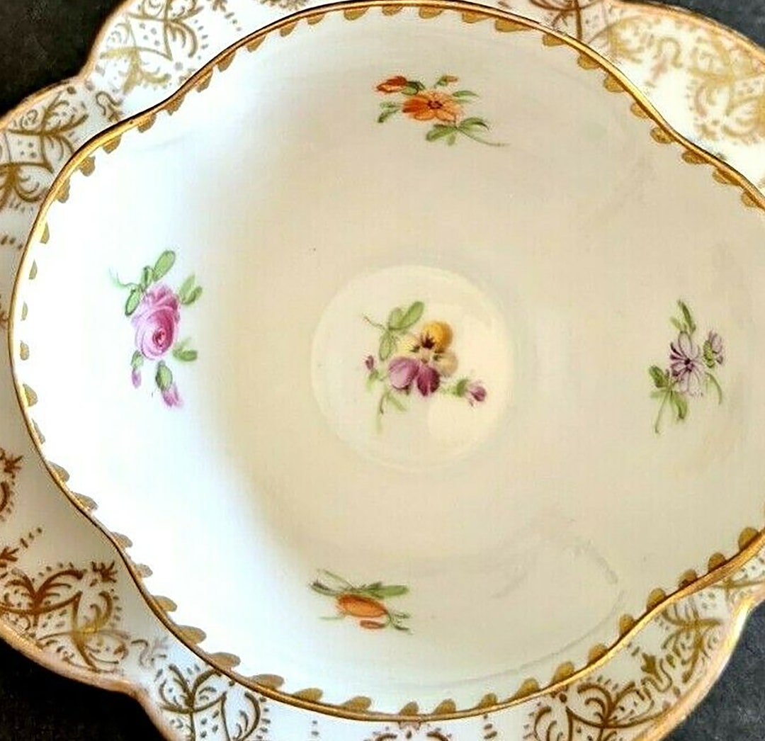 Handmade Porcelain Tea Cup Saucer Mid19th Century One of the Kind Tea