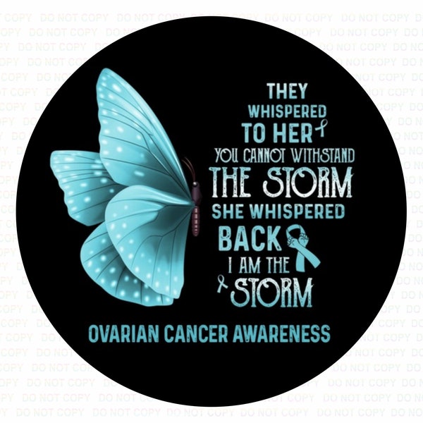 Ovarian Cancer Awareness sign, ovarian cancer wreath sign, ovarian cancer sign, cancer uk