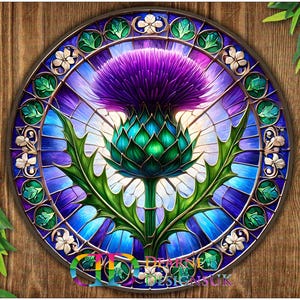 Thistle sign, Thistle plaque, scottish thistle art, faux stained glass thistle, metal thistle sign, thistle wall art