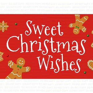 Sweet Christmas Wishes Sign, christmas wreath sign, xmas sign, gingerbread sign, christmas wreath attachment, Xmas wreath sign