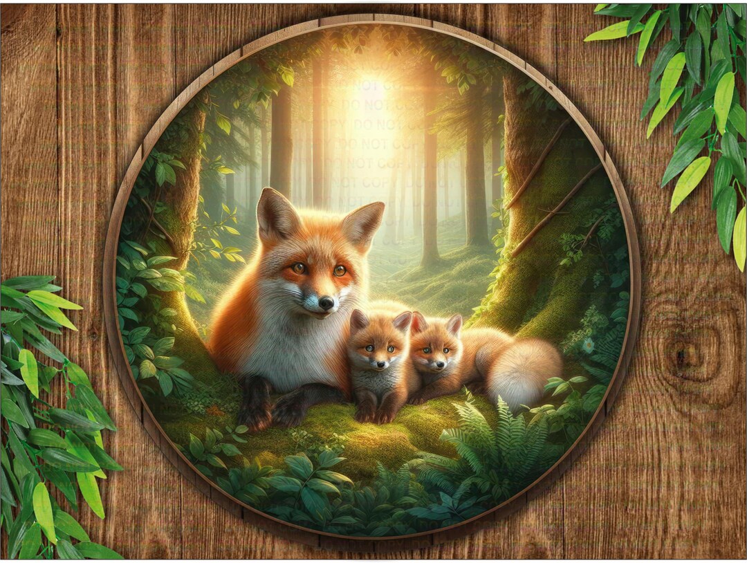 Fox and Cubs Sign, Fox Sign, Fall Wreath Sign, Autumn Welcome Sign, Fox ...