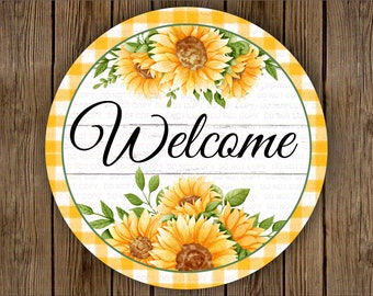 Welcome sign, welcome wreath sign, welcome to our home wreath sign, welcome plaque, sunflower wreath sign, welcome wreath, sunflower