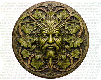 Green Man Metal Sign, Nature Lover's Wall Art Décor, Garden Guardian, bronze garden sign