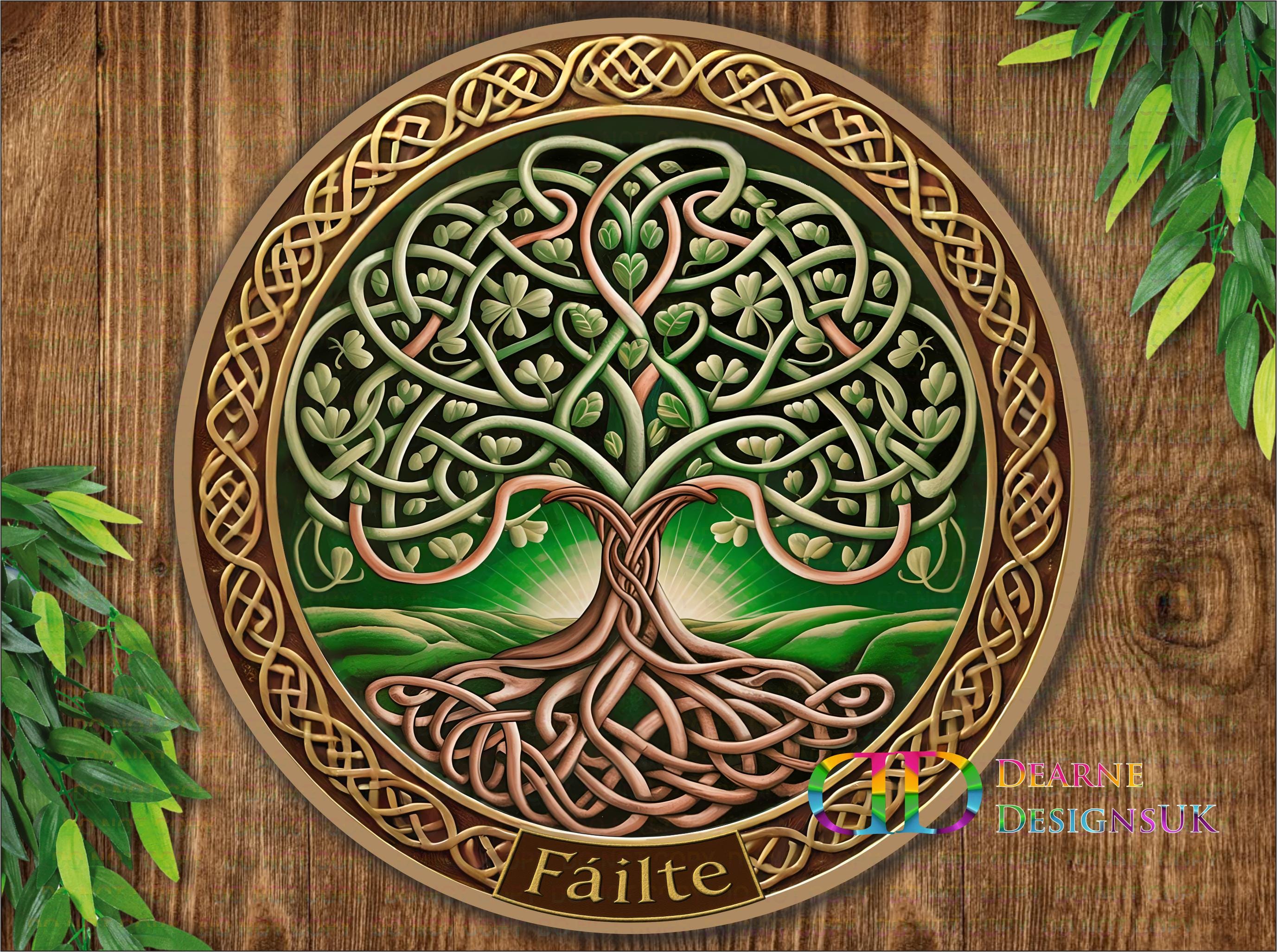 Fáilte アイルランドのウェルカムサイン、ケルトの生命の樹の壁飾り、エメラルドグリーンのノットワーク、ゲール語の庭の装飾、アイルランドのリースのサイン  - Etsy 日本, image size:2754x2054