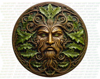 Green Man Metal Sign, Nature Lover's Wall Art Décor, Garden Guardian, bronze garden sign