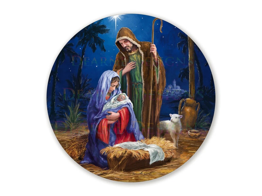 Nativity Wreath Sign, Christmas Nativity Wreath Sign, Nativity Wreath ...