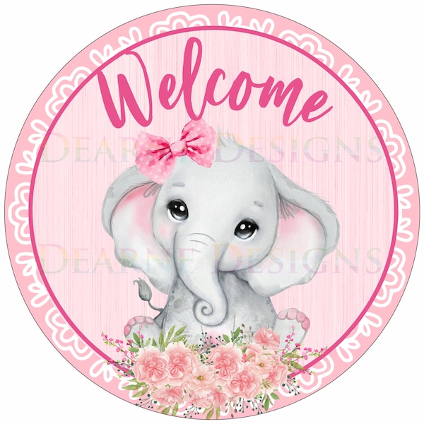 Baby girl welcome wreath sign, baby girl shower, baby shower sign, welcome baby girl wreath sign