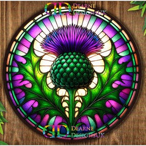 Thistle sign, Thistle plaque, scottish thistle art, faux stained glass thistle, metal thistle sign, thistle wall art